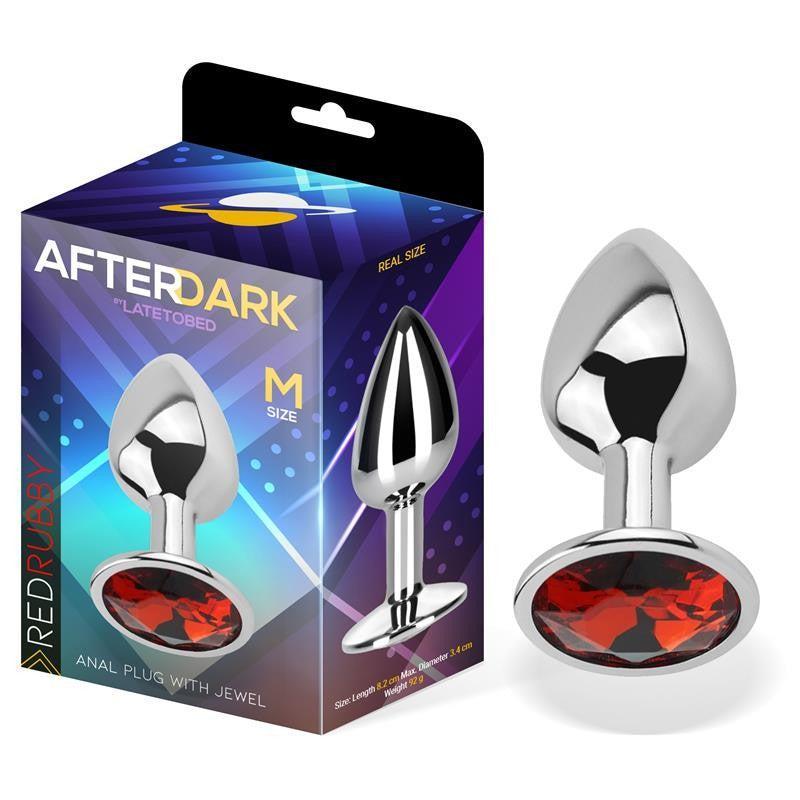 AfterDark Medium Metal Butt Plug with Red Crystal