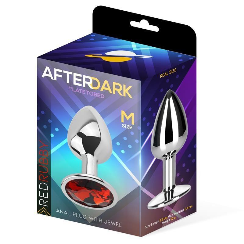 AfterDark Medium Metal Butt Plug with Red Crystal