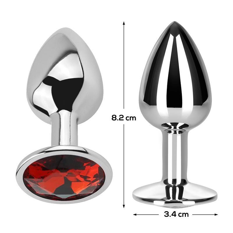 AfterDark Medium Metal Butt Plug with Red Crystal