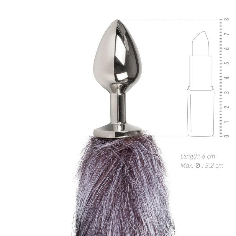 Butt Plug with fluffy foxtail Easy M Grey