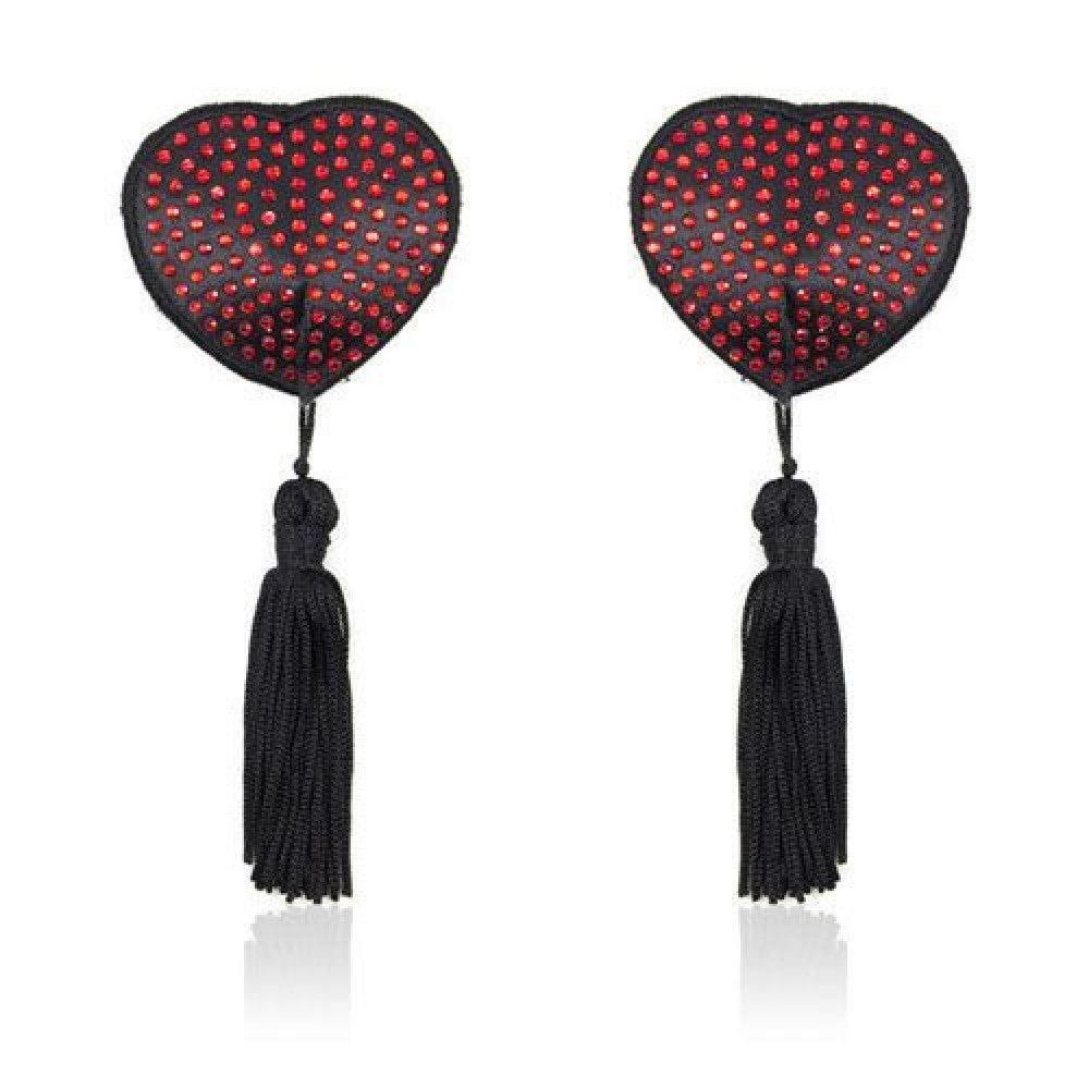 Shine Red Nipple Pasties with Tassels & Crystals