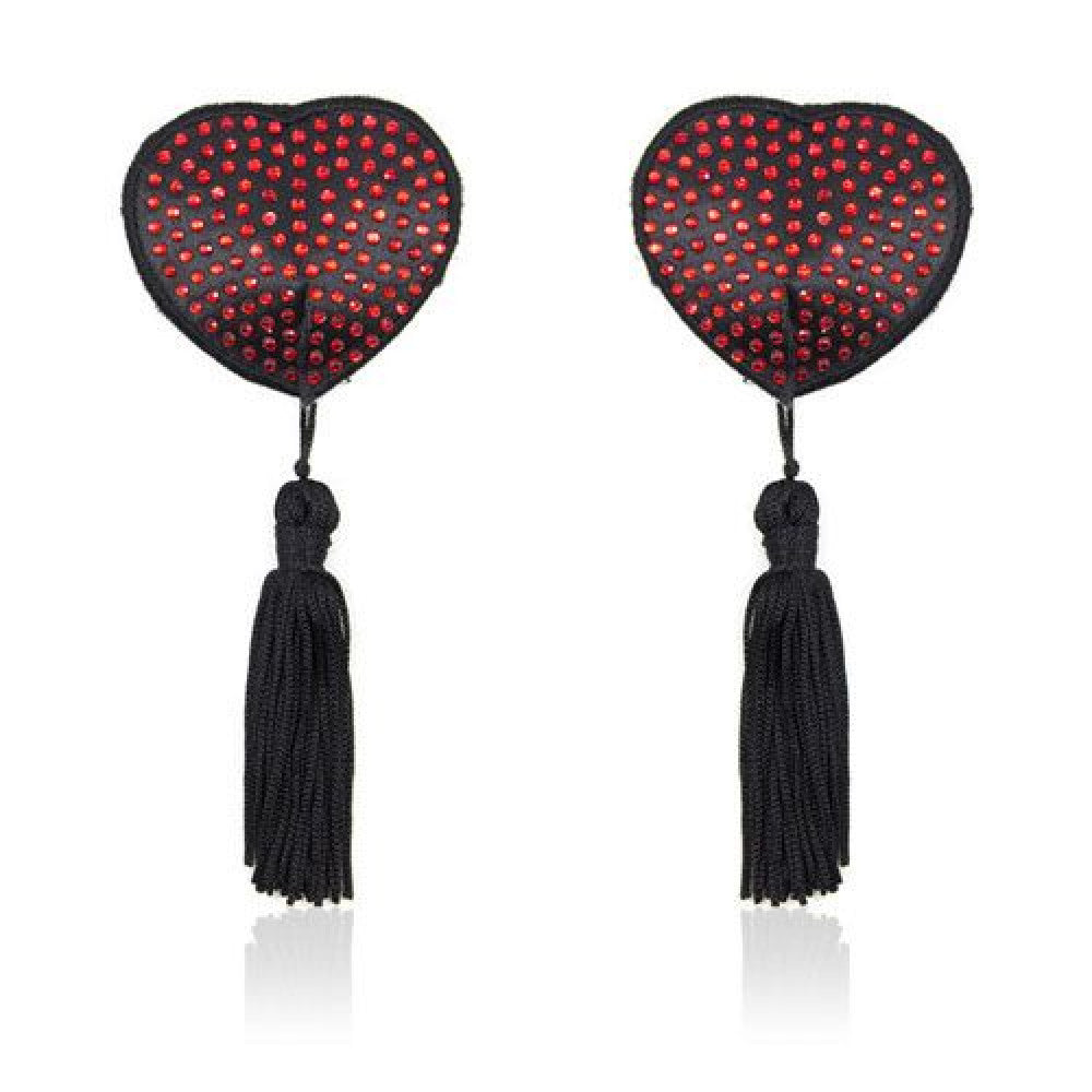 Shine Red Nipple Pasties with Tassels & Crystals