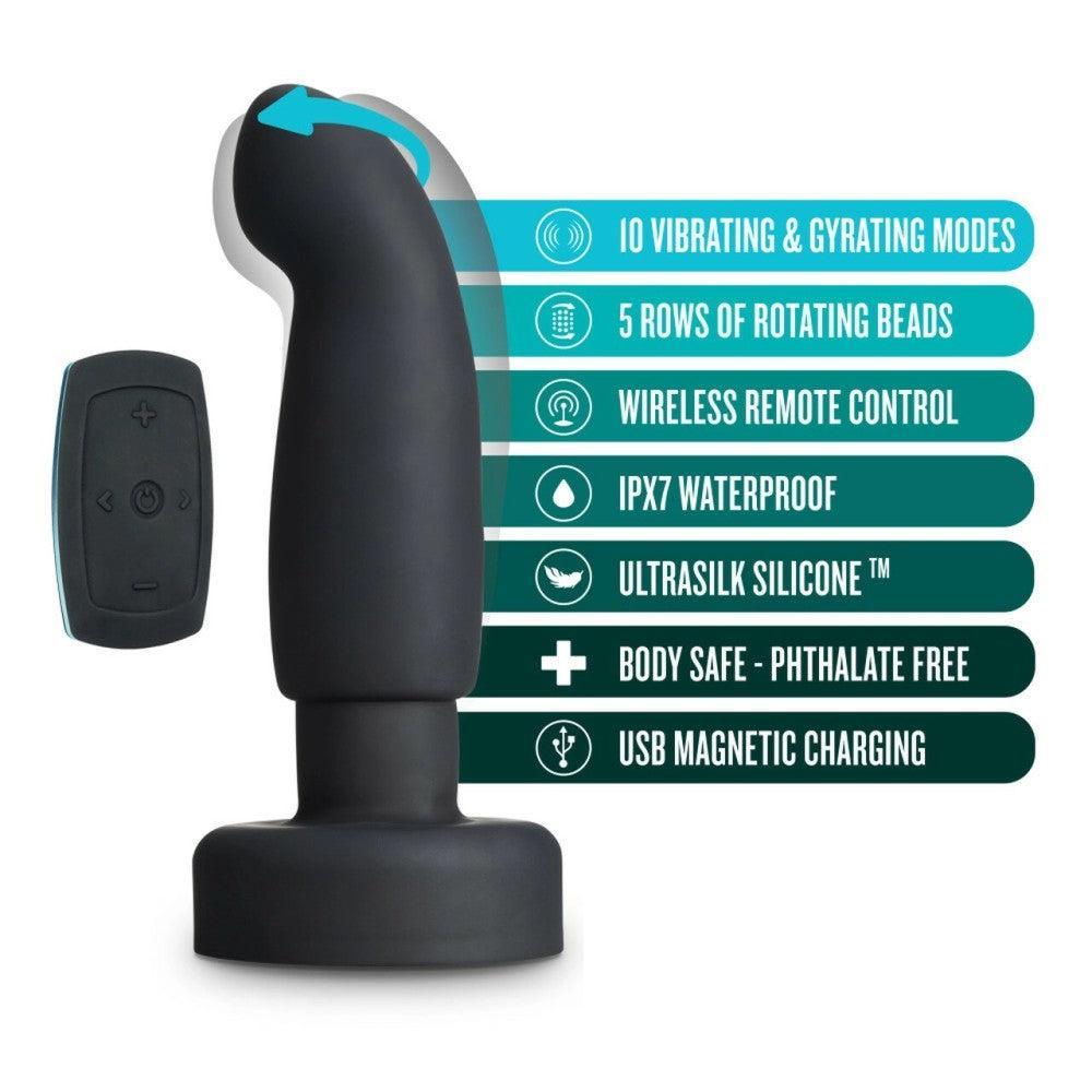 Circuit Plug Rotating & Vibrating Anal Toy with Beads Black