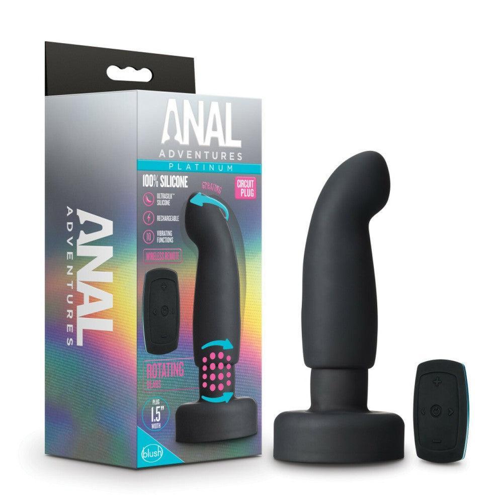 Circuit Plug Rotating & Vibrating Anal Toy with Beads Black