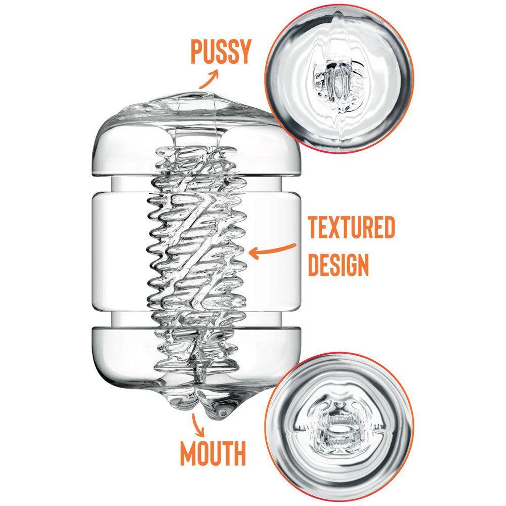 Compact double-sided masturbator Private Crystal Clear Pussy & Mouth transparent