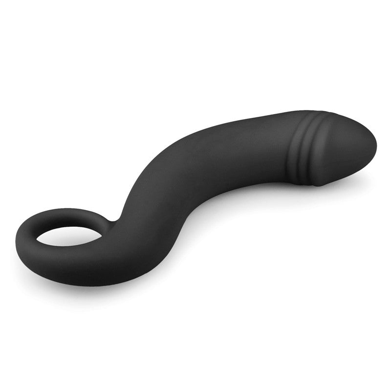 Curved Dong Silicone Anal Dildo Black