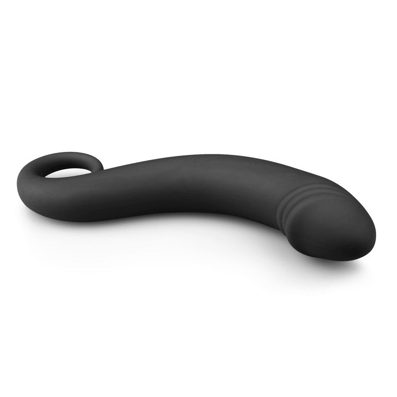Curved Dong Silicone Anal Dildo Black