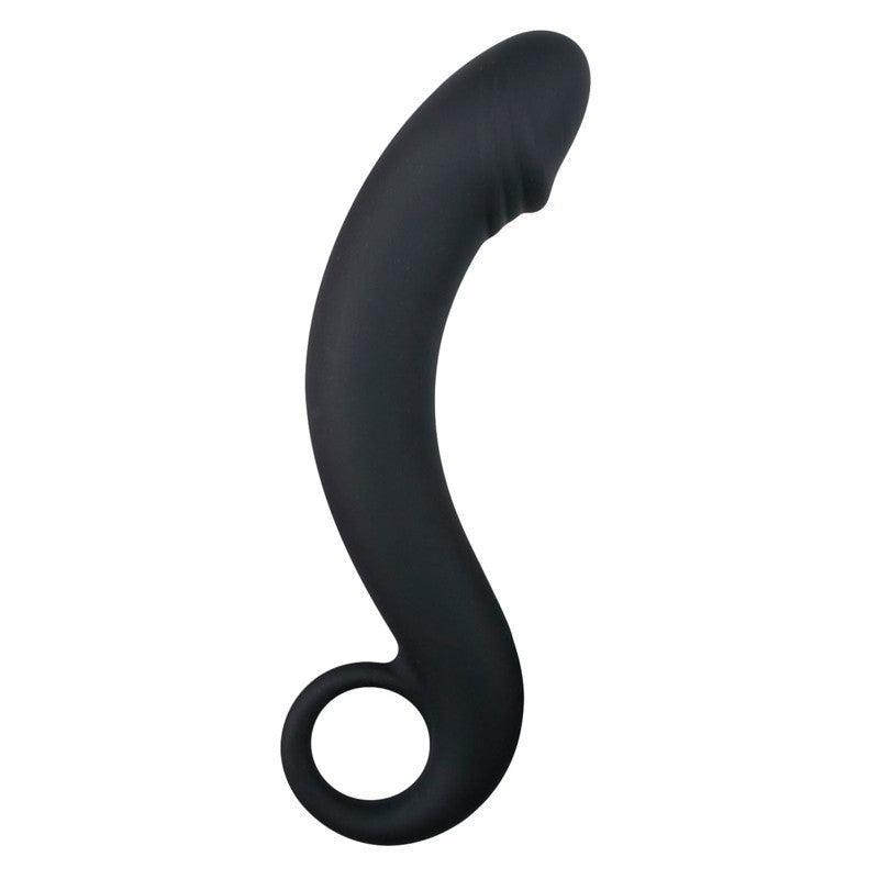 Curved Dong Silicone Anal Dildo Black