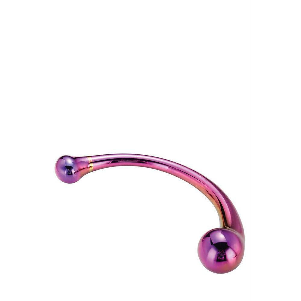 Curved Wand Multi-Coloured Glass Double Ended Stimulator
