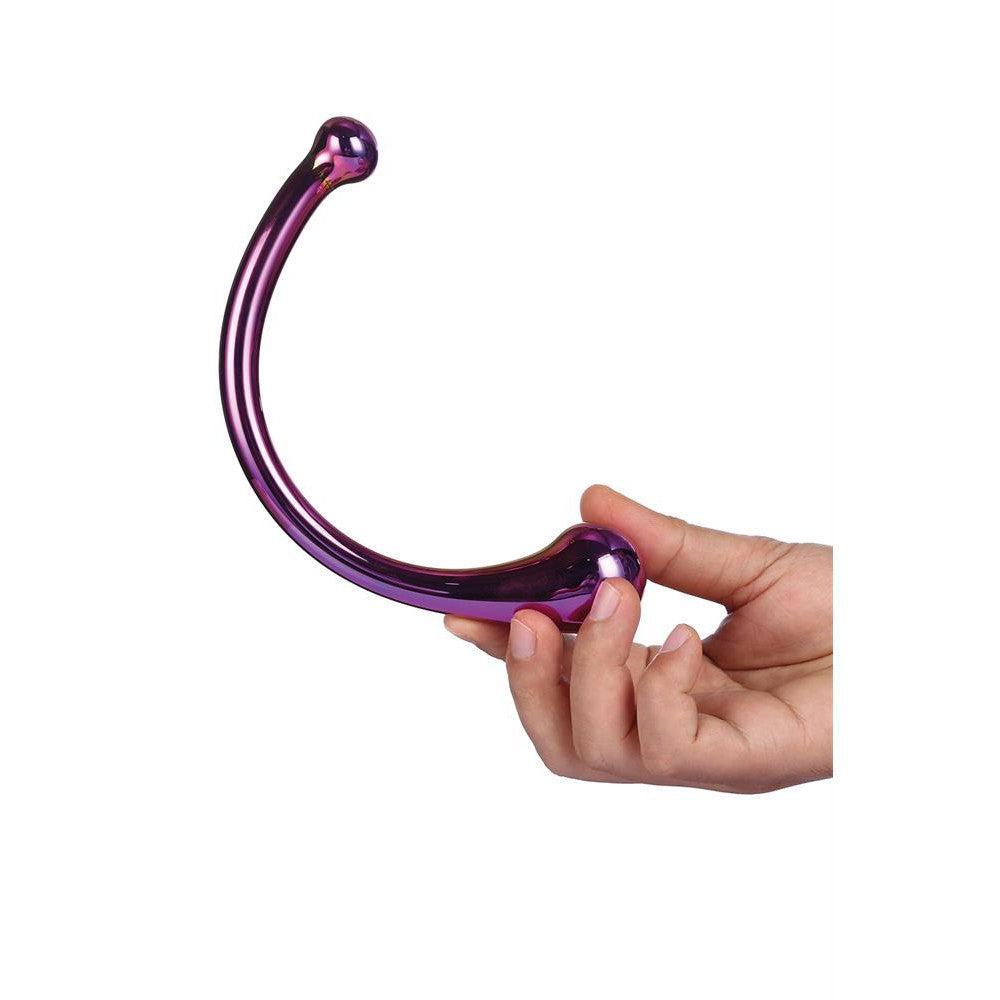 Curved Wand Multi-Coloured Glass Double Ended Stimulator