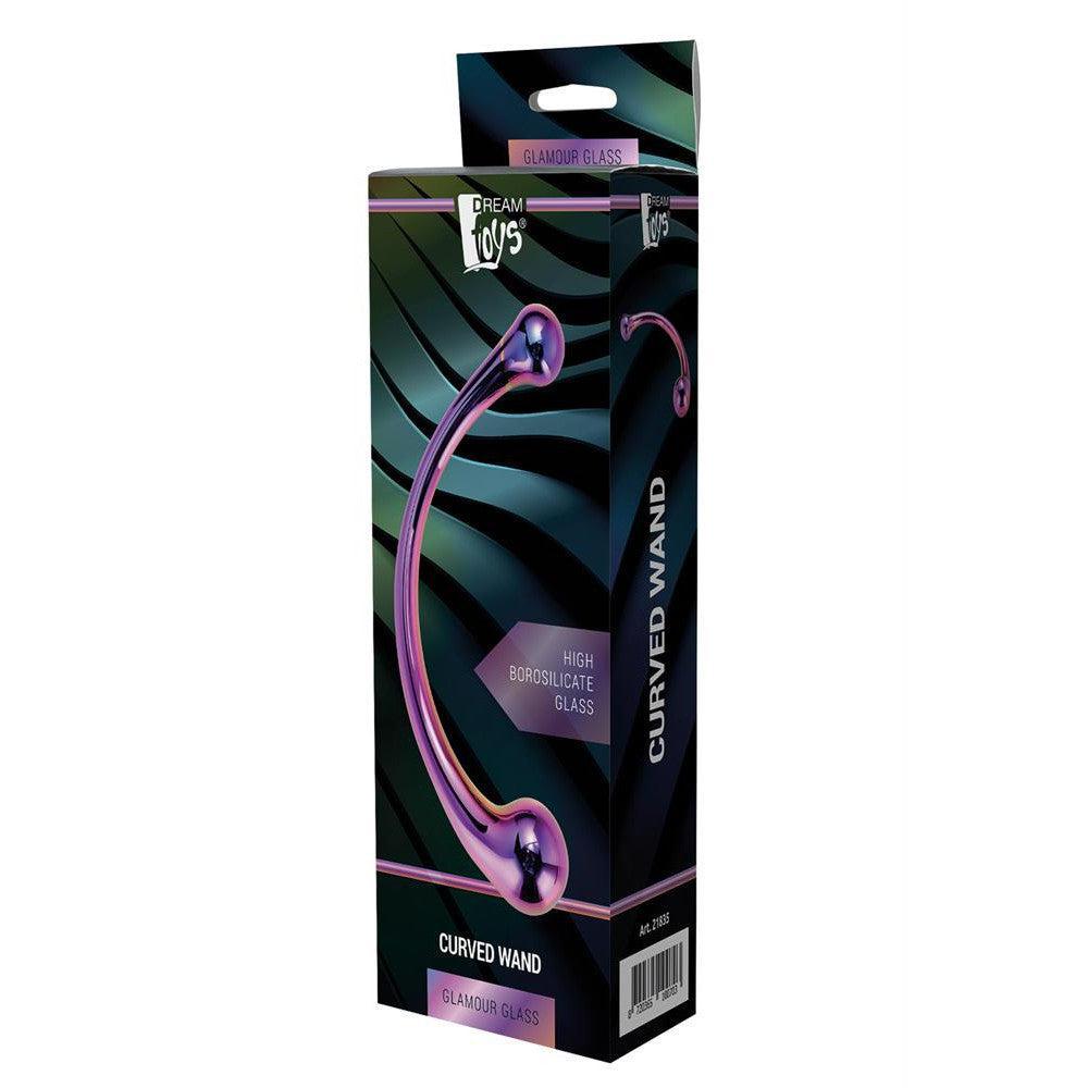 Curved Wand Multi-Coloured Glass Double Ended Stimulator