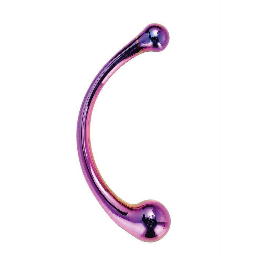 Curved Wand Multi-Coloured Glass Double Ended Stimulator