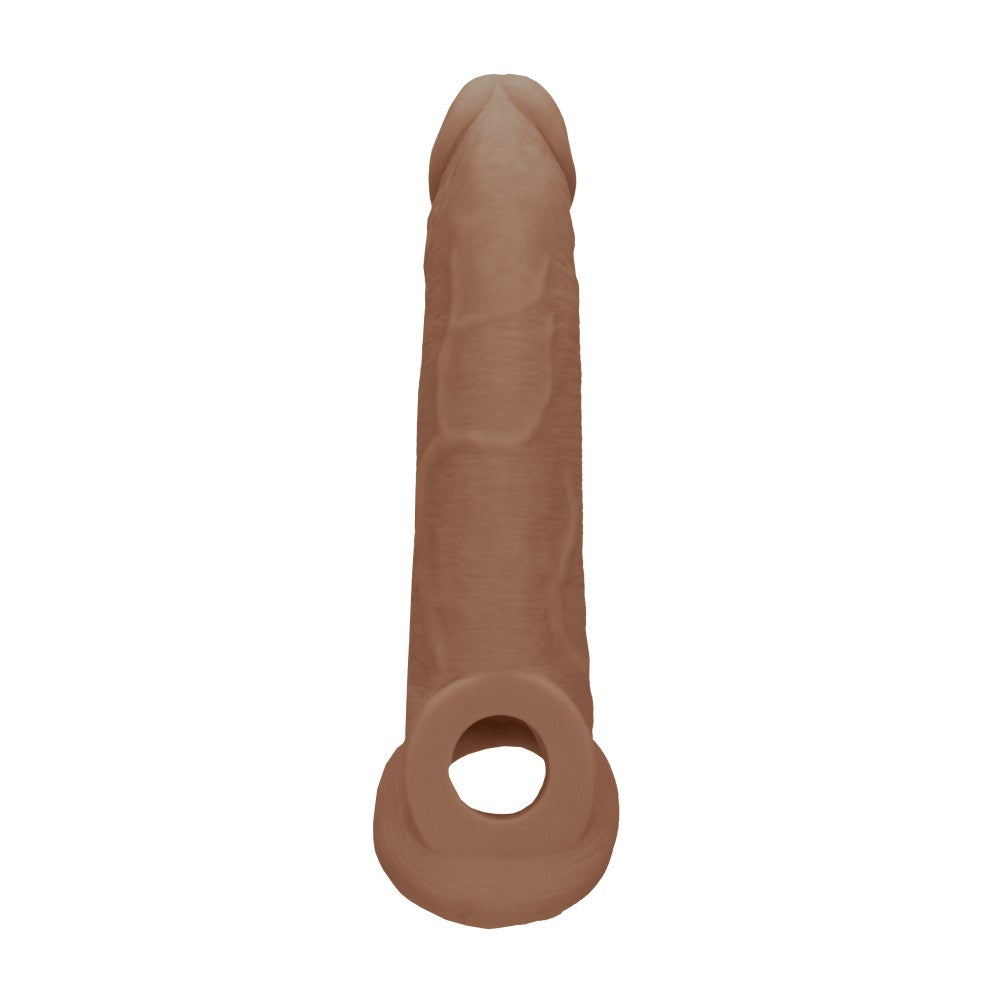 Cyber Skin Penis Extender with Testicle Grip Real Rock Mocha
