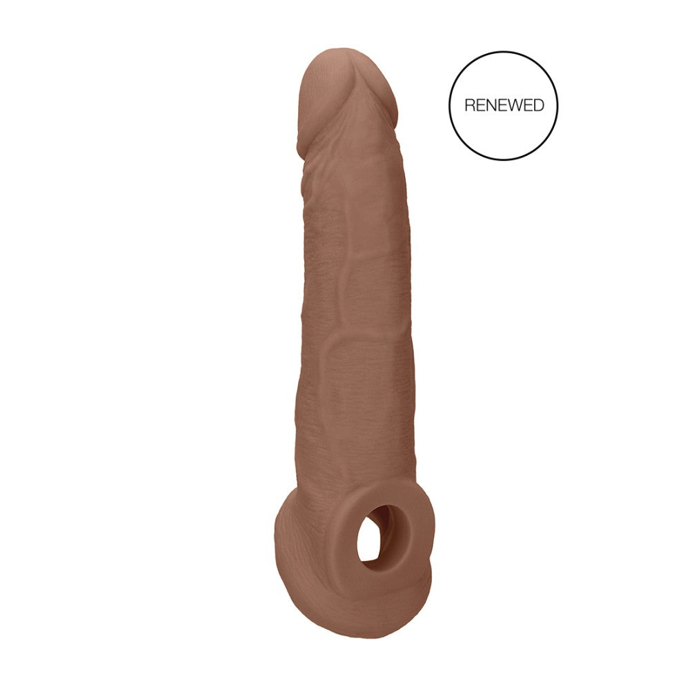 Cyber Skin Penis Extender with Testicle Grip Real Rock Mocha