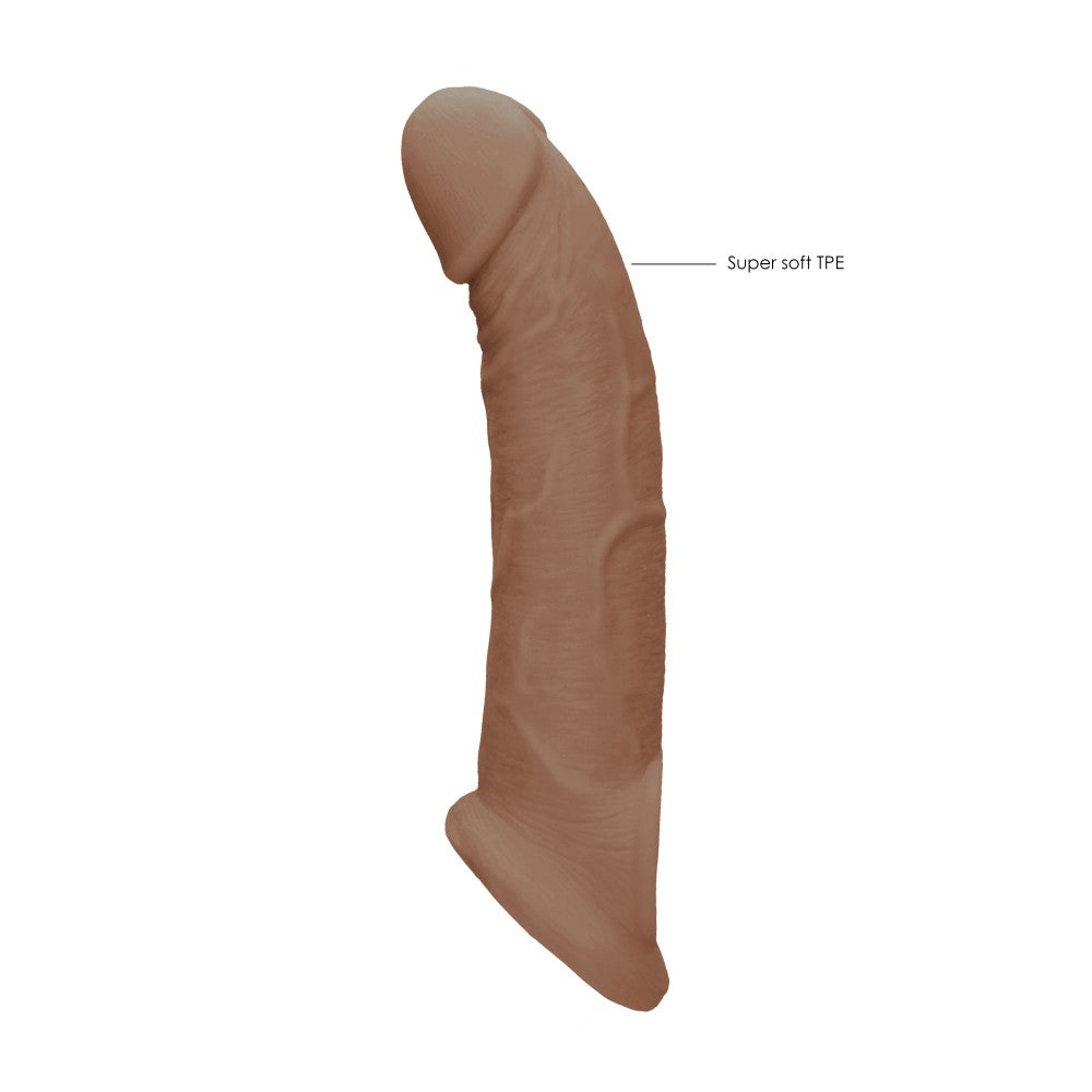 Cyber Skin Penis Extender with Testicle Grip Real Rock Mocha