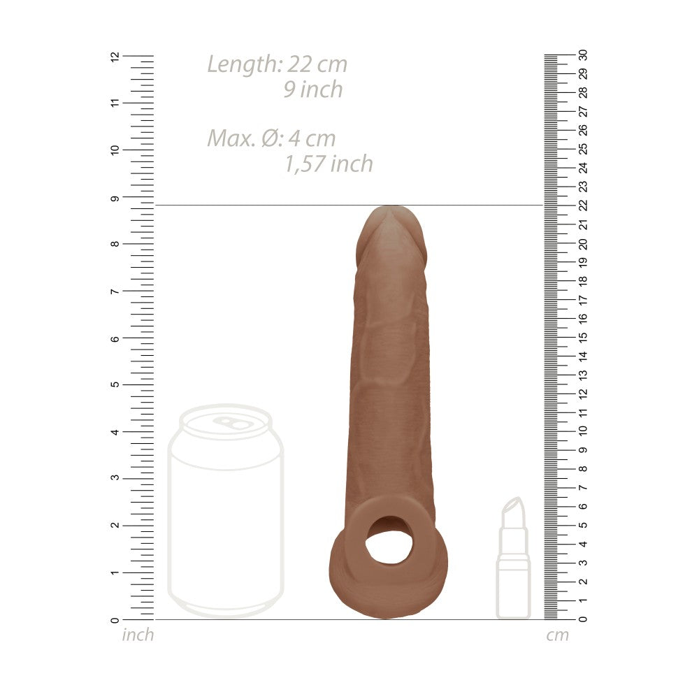 Cyber Skin Penis Extender with Testicle Grip Real Rock Mocha