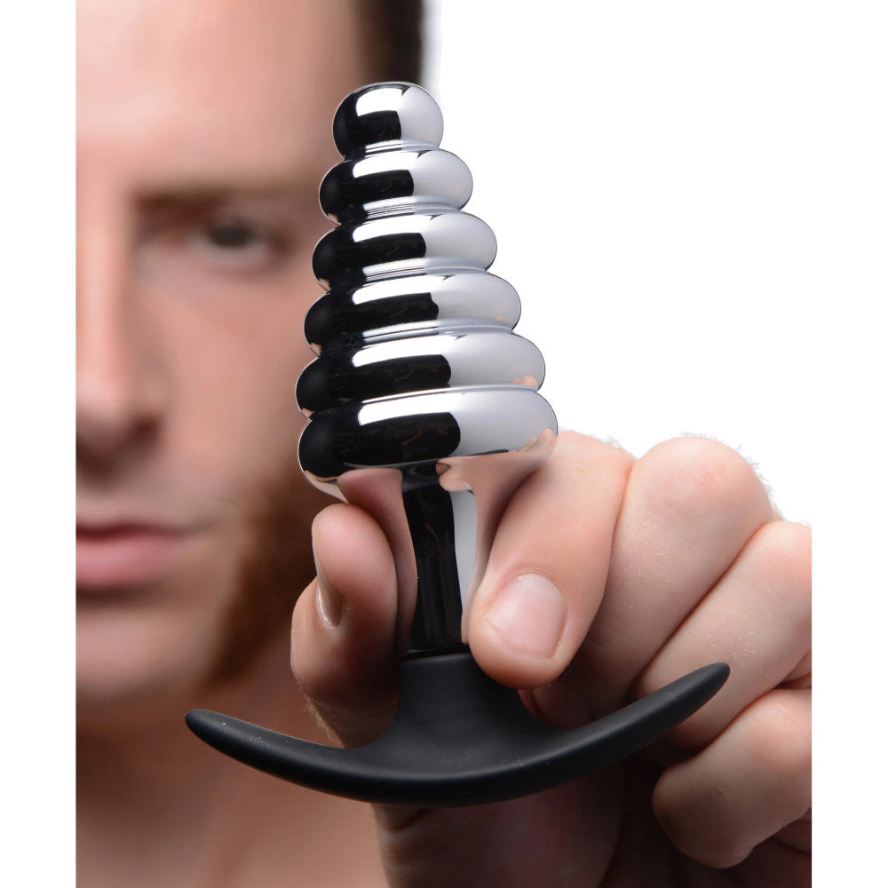 Dark Hive Metal Ribbed Butt Plug