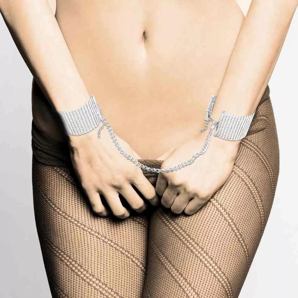 Bijoux Indiscrets Desir Metallique Mesh Silver Handcuffs