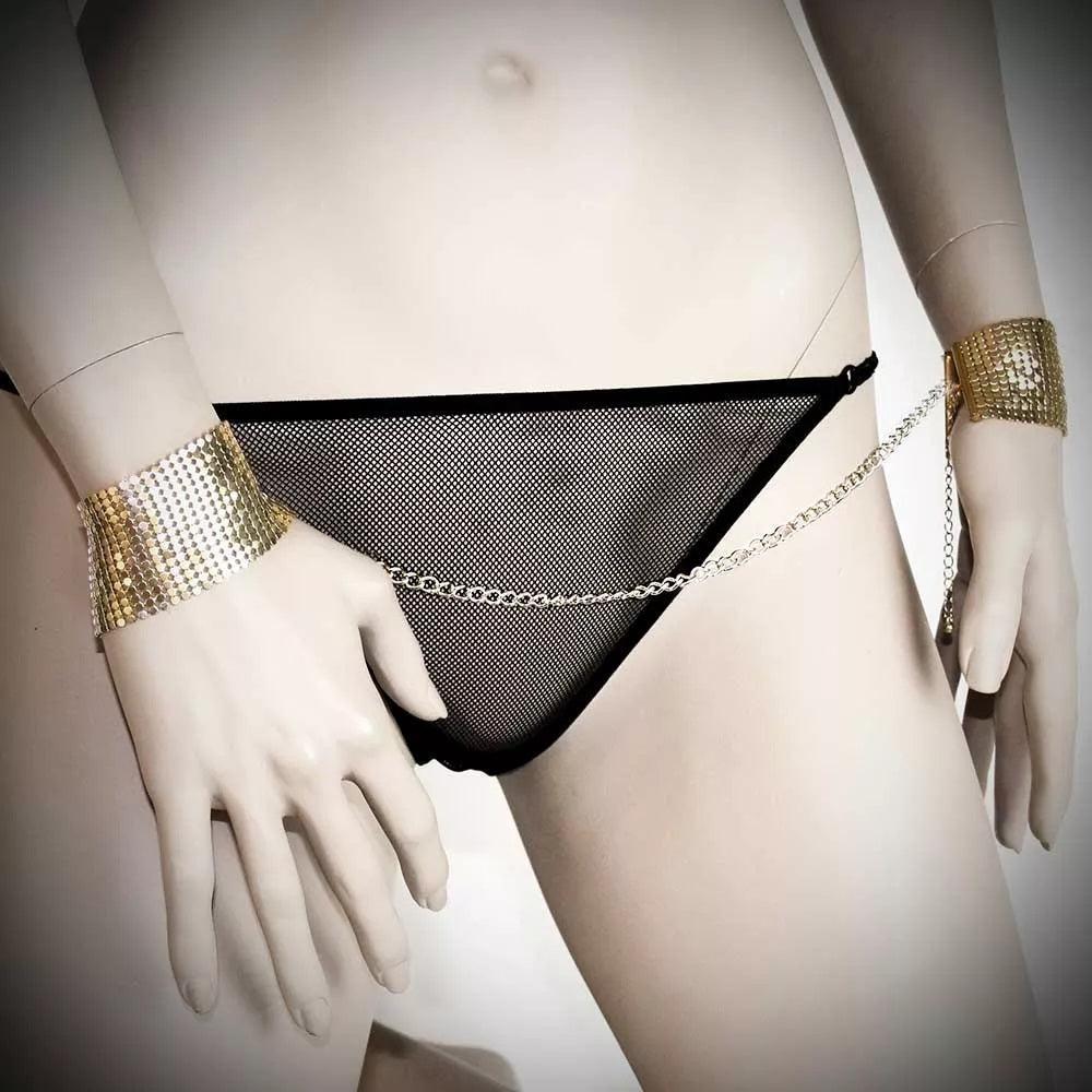 Bijoux Indiscrets Desir Metallique Mesh Gold Handcuffs
