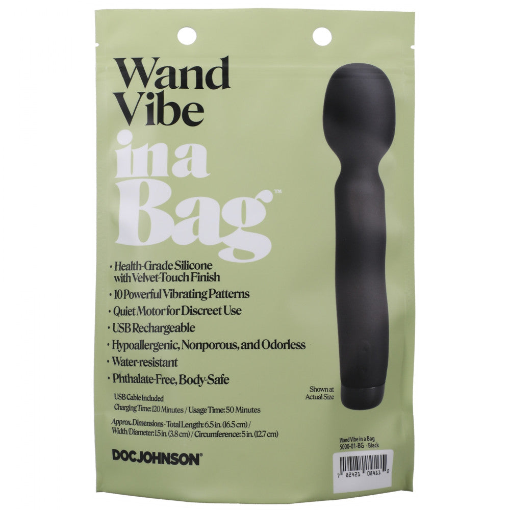 Doc Johnson Wand Vibe In A Bag Silicone Rechargeable Wand Massager