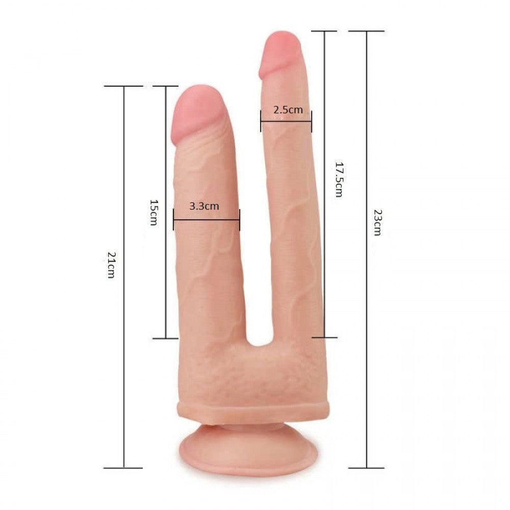 Realistic Double Penetration Suction Cup Dildo