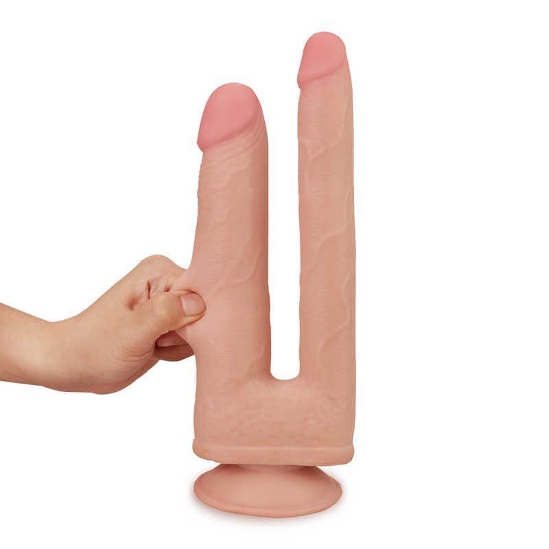 Realistic Double Penetration Suction Cup Dildo