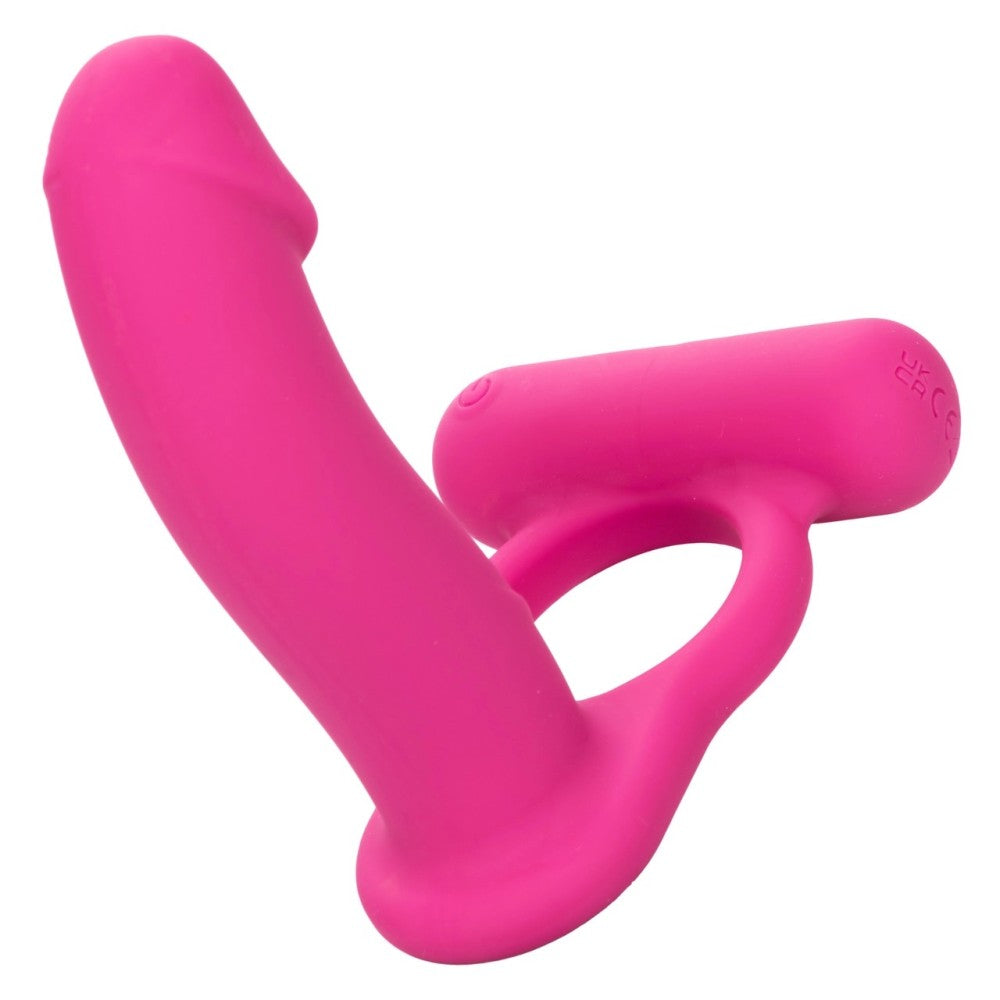 Double Diver Rechargeable Silicone Vibrating Cock Ring with Anal Dildo