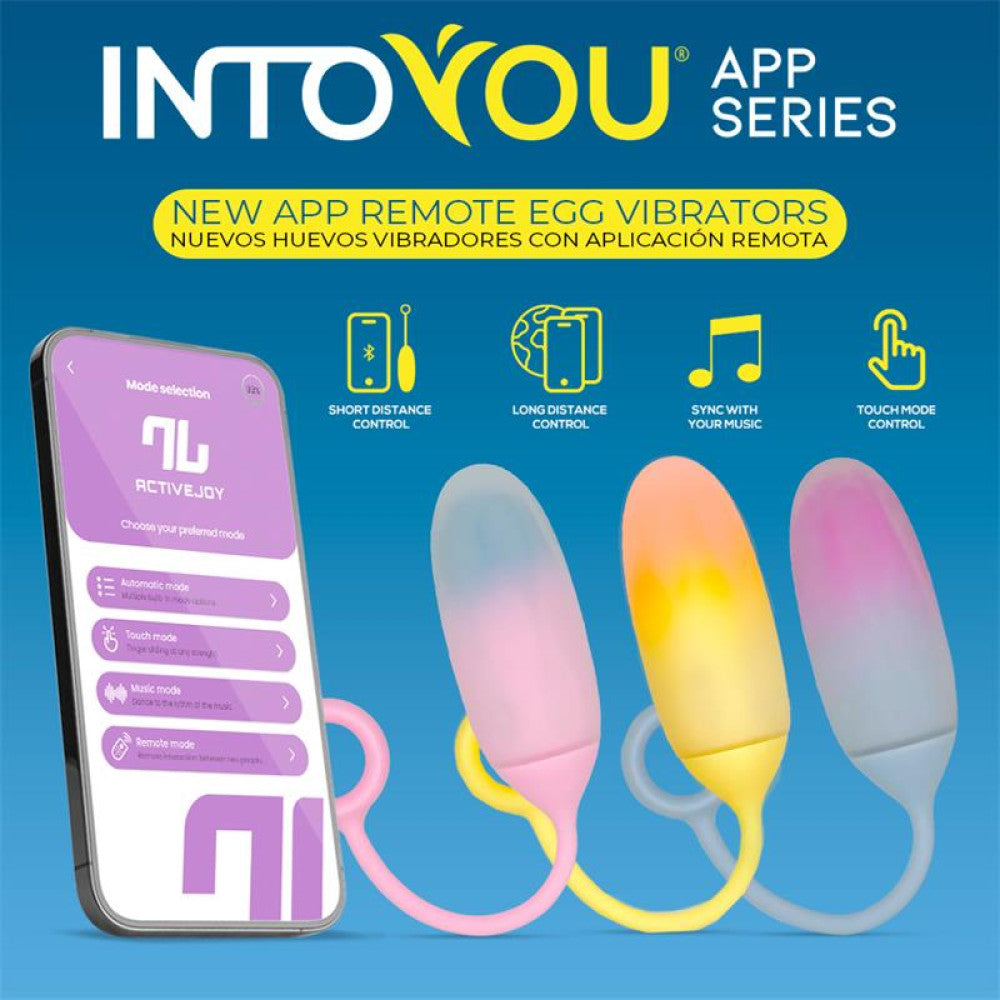 Double Layer Silicone Vibro Egg with App Intoyou Blue-Pink