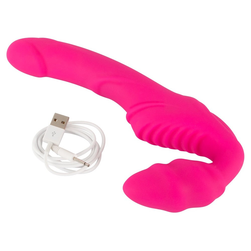 Double Teaser Rechargeable Strapless Strap-on Vibrating Dildo Pink
