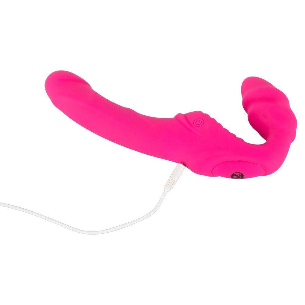Double Teaser Rechargeable Strapless Strap-on Vibrating Dildo Pink