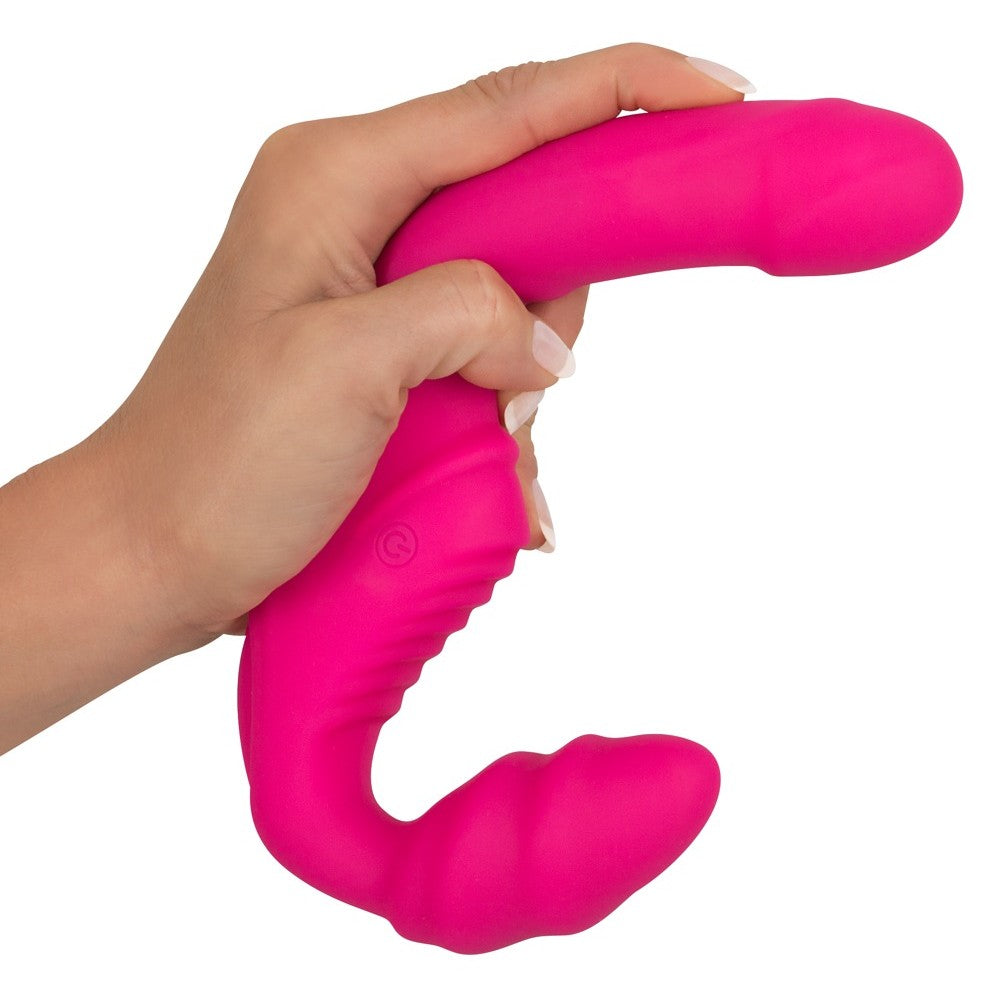 Double Teaser Rechargeable Strapless Strap-on Vibrating Dildo Pink