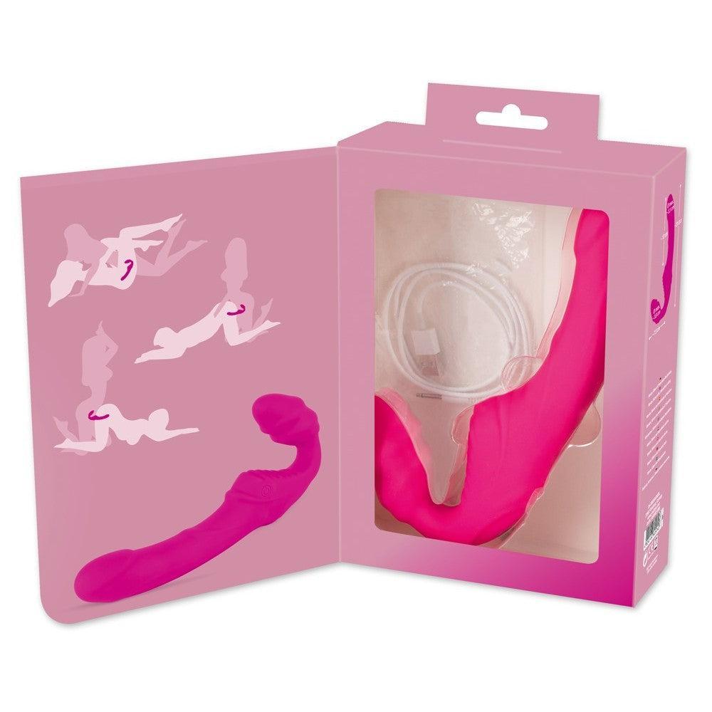 Double Teaser Rechargeable Strapless Strap-on Vibrating Dildo Pink