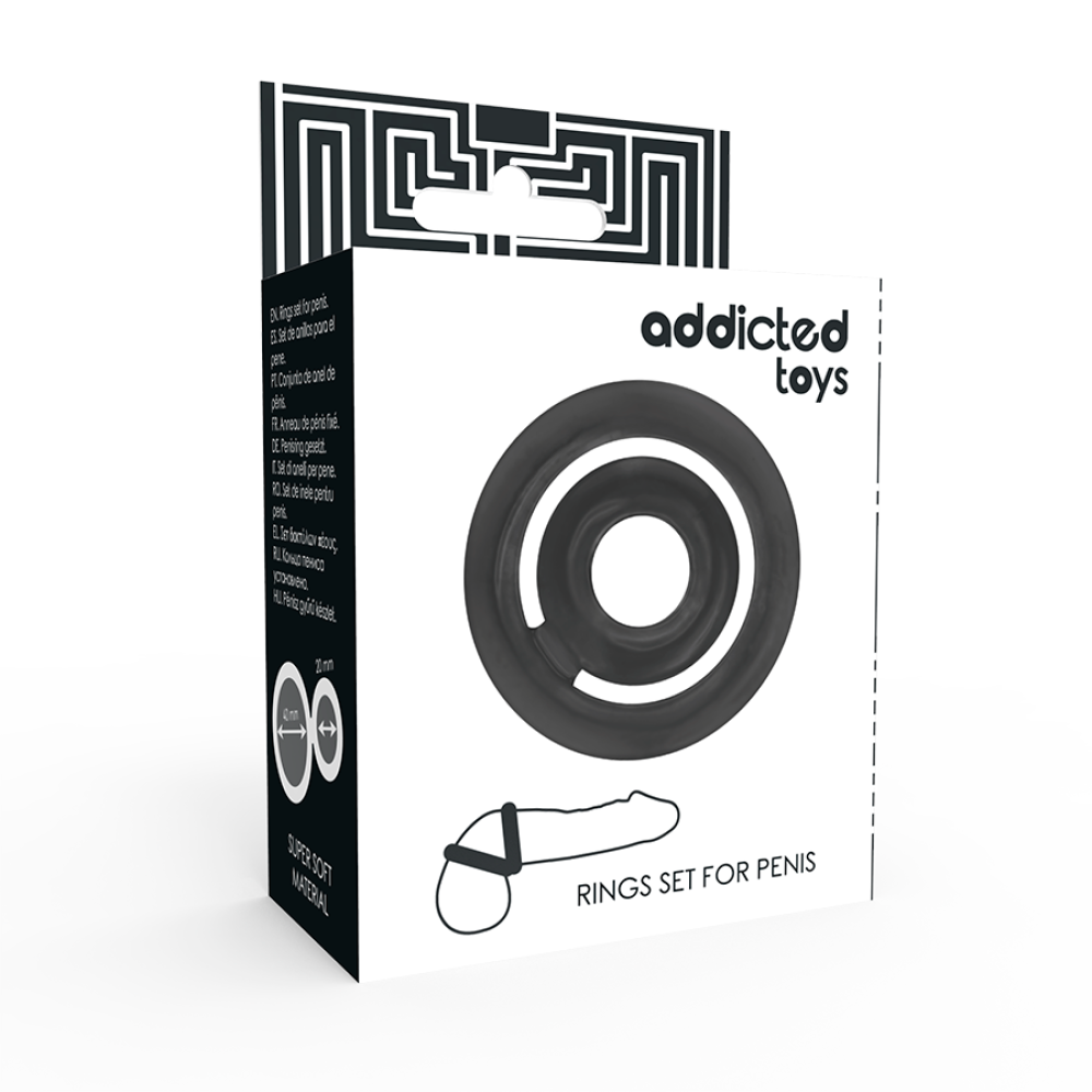 Double Cock Ring Addicted Toys Black