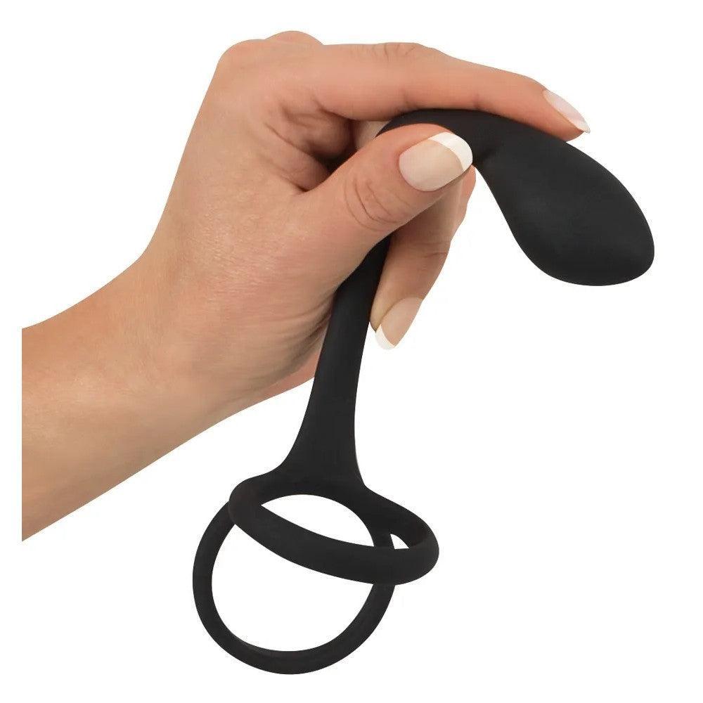 Double cock ring with anal stimulator Black Velvets