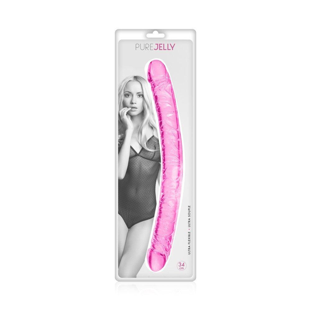Double flexible jelly dildo Pure Jelly pink 34 cm.