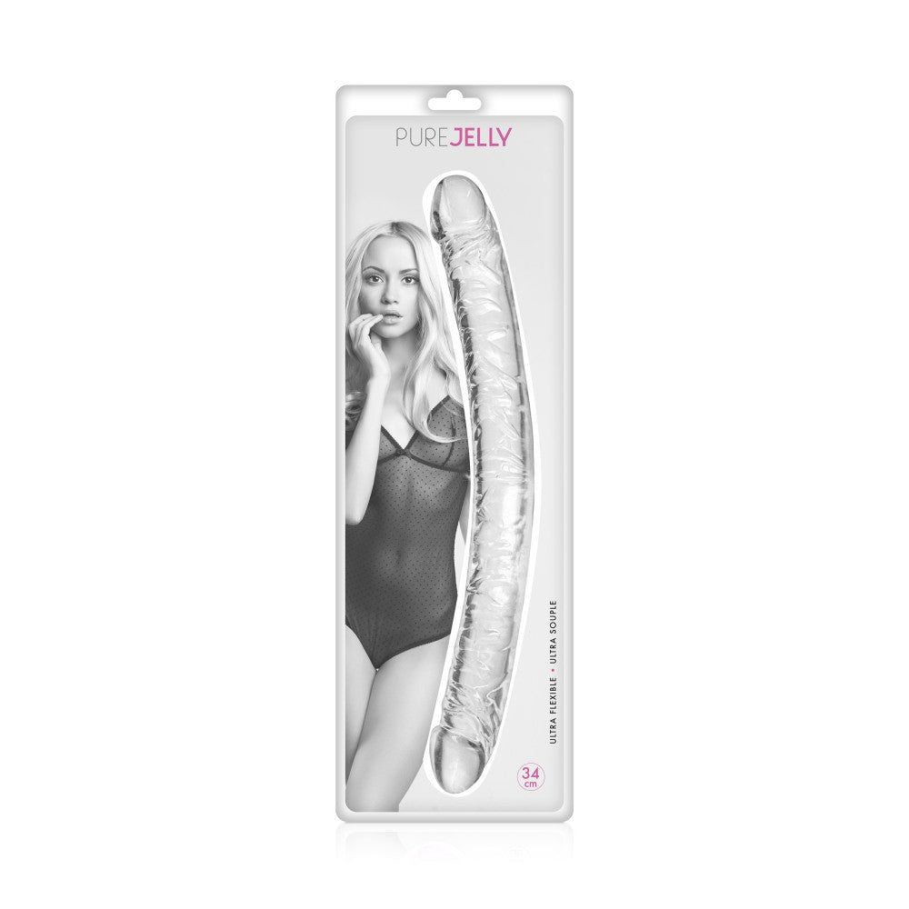 Double flexible jelly dildo Pure Jelly transparent 34 cm.
