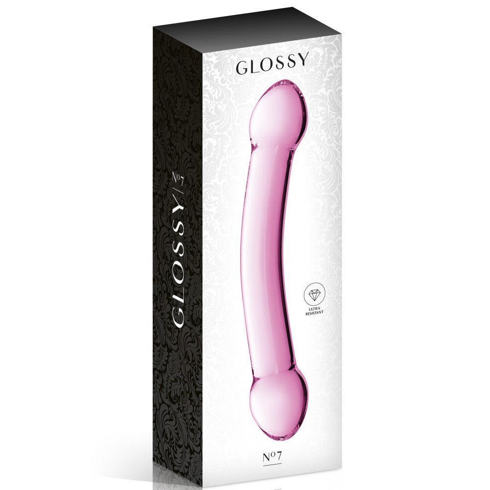 Double glass dildo Glossy 7 pink 19 cm.