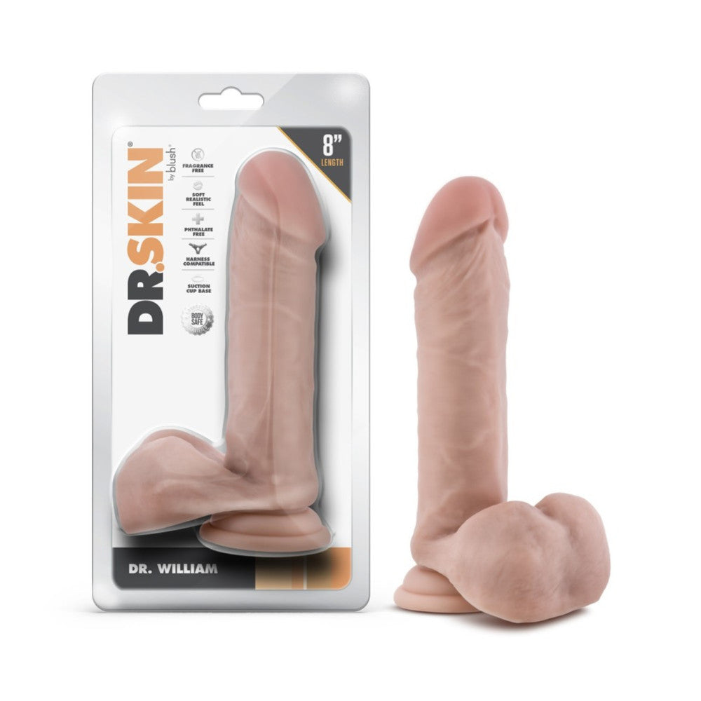 Dr.Skin Dr.William Realistic Testicle Dildo 8" Light Skin Colour