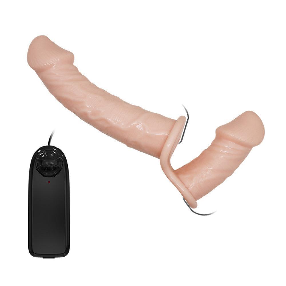 Double Dildo Heads Vibrating DP Strapon Harness