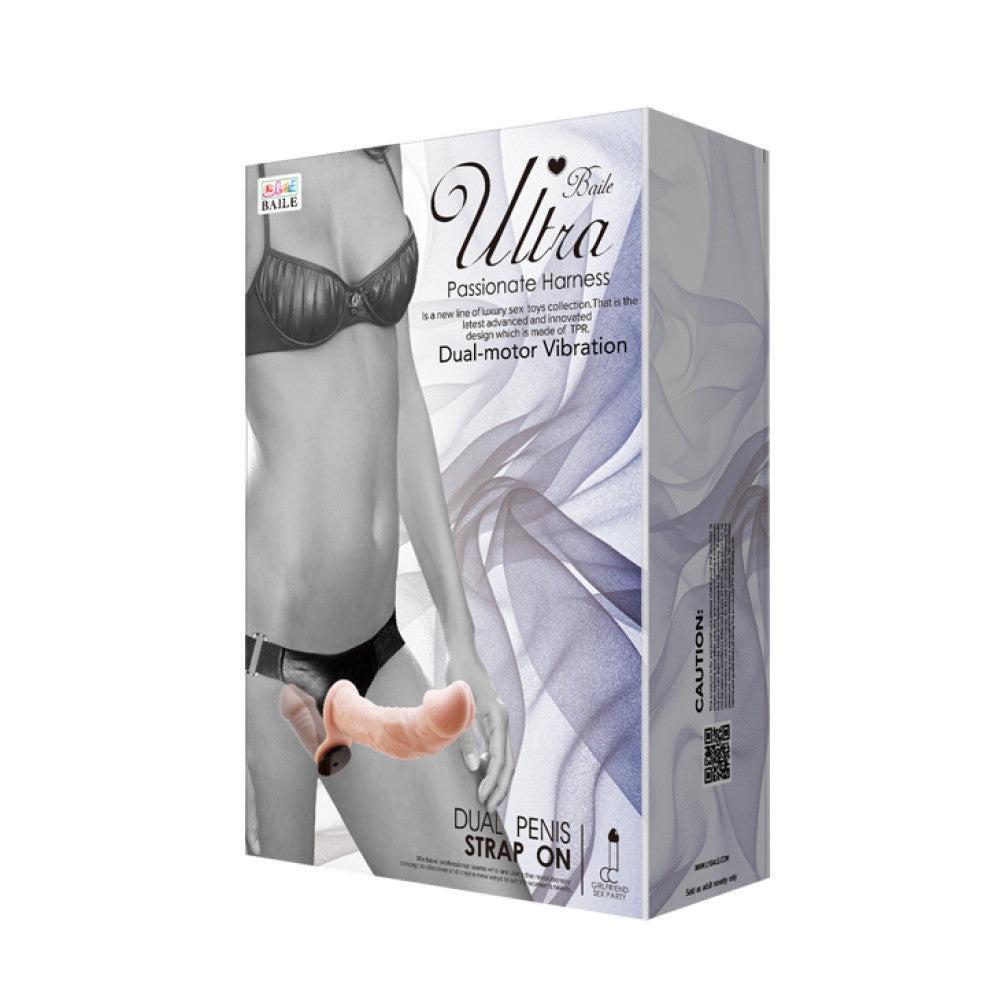 Double Dildo Heads Vibrating DP Strapon Harness