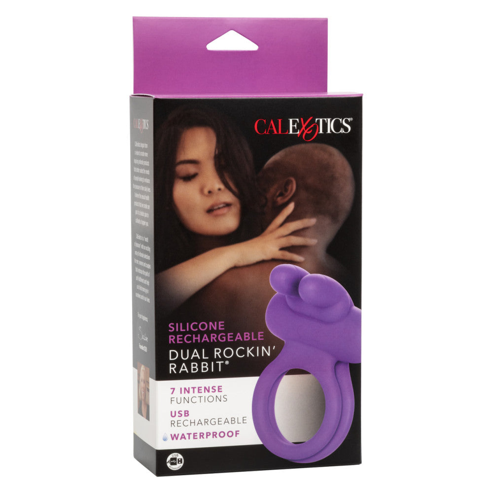 Dual Rockin Rabbit Silicone Cock Ring with Clit Stimulator
