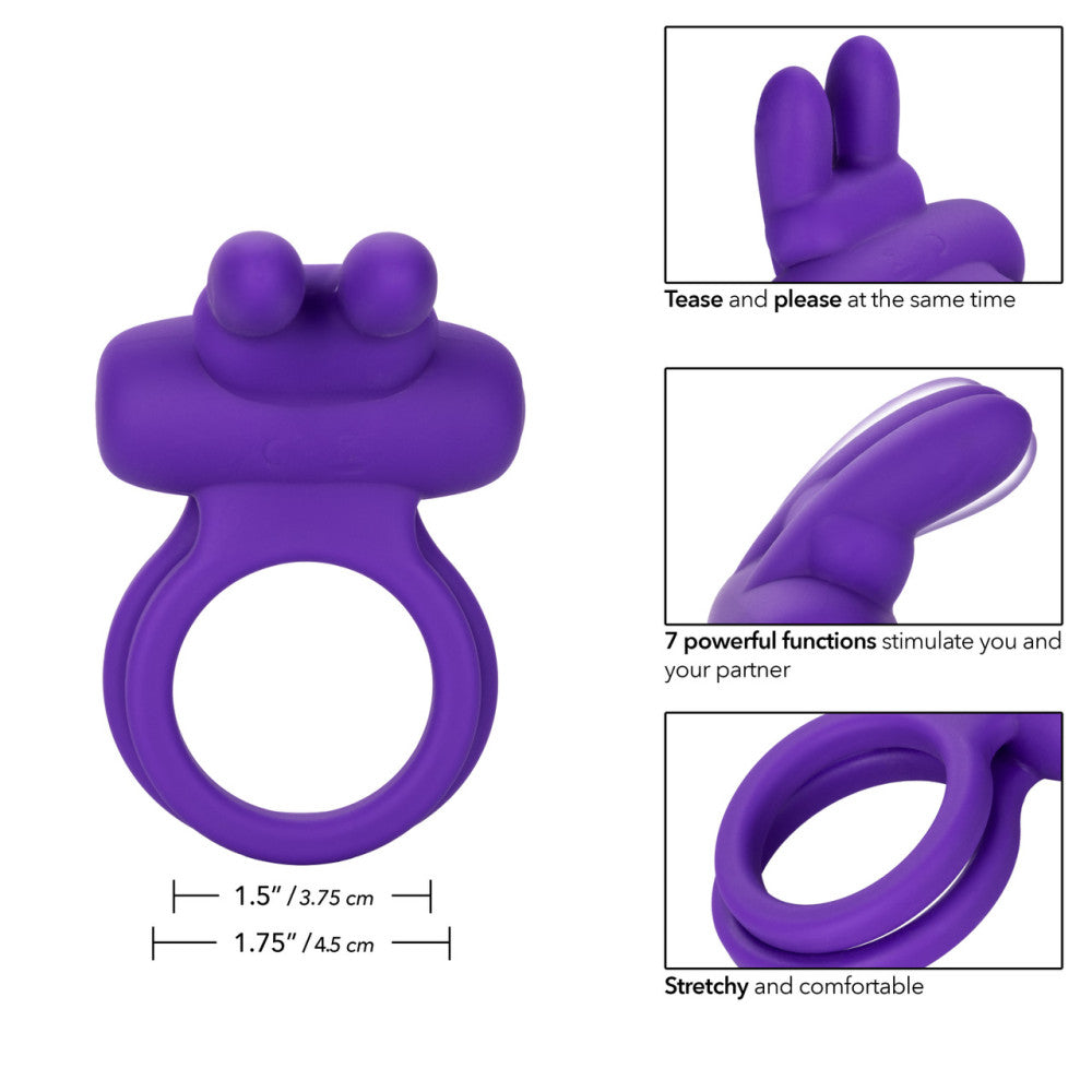 Dual Rockin Rabbit Silicone Cock Ring with Clit Stimulator