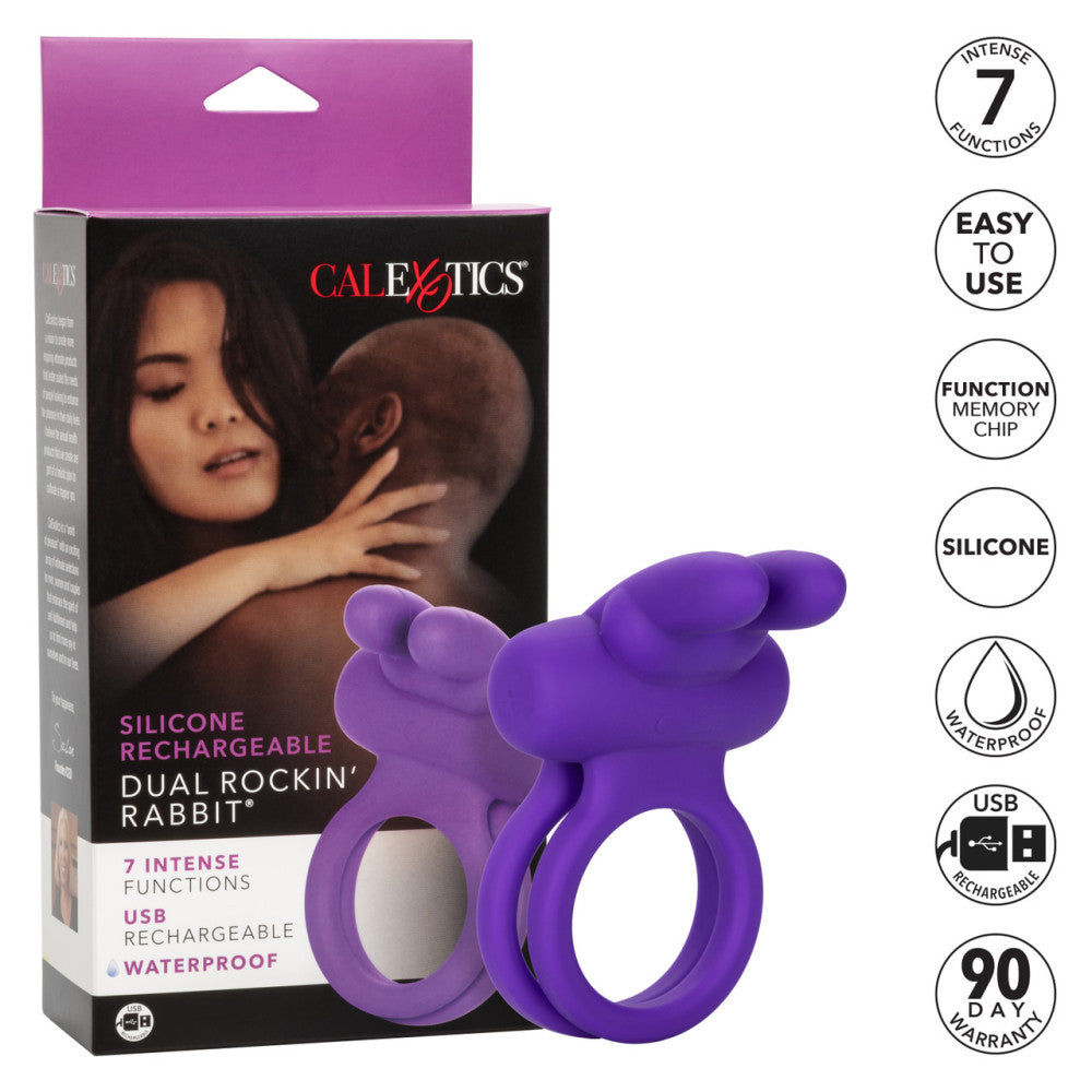 Dual Rockin Rabbit Silicone Cock Ring with Clit Stimulator