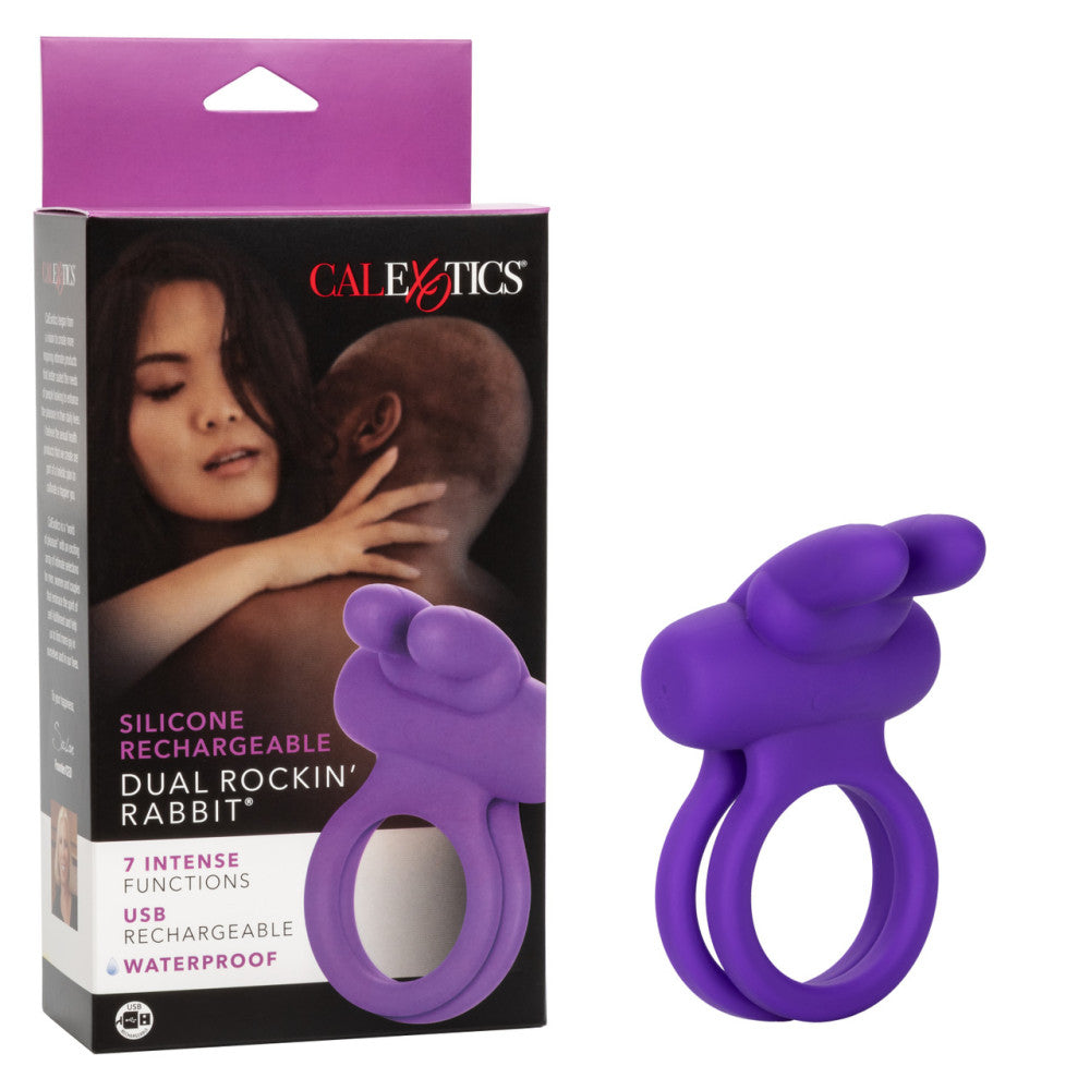 Dual Rockin Rabbit Silicone Cock Ring with Clit Stimulator
