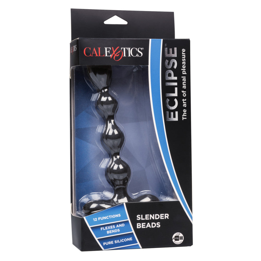 Eclipse Rechargeable Vibrating Silicone Beaded Anal Toy Black