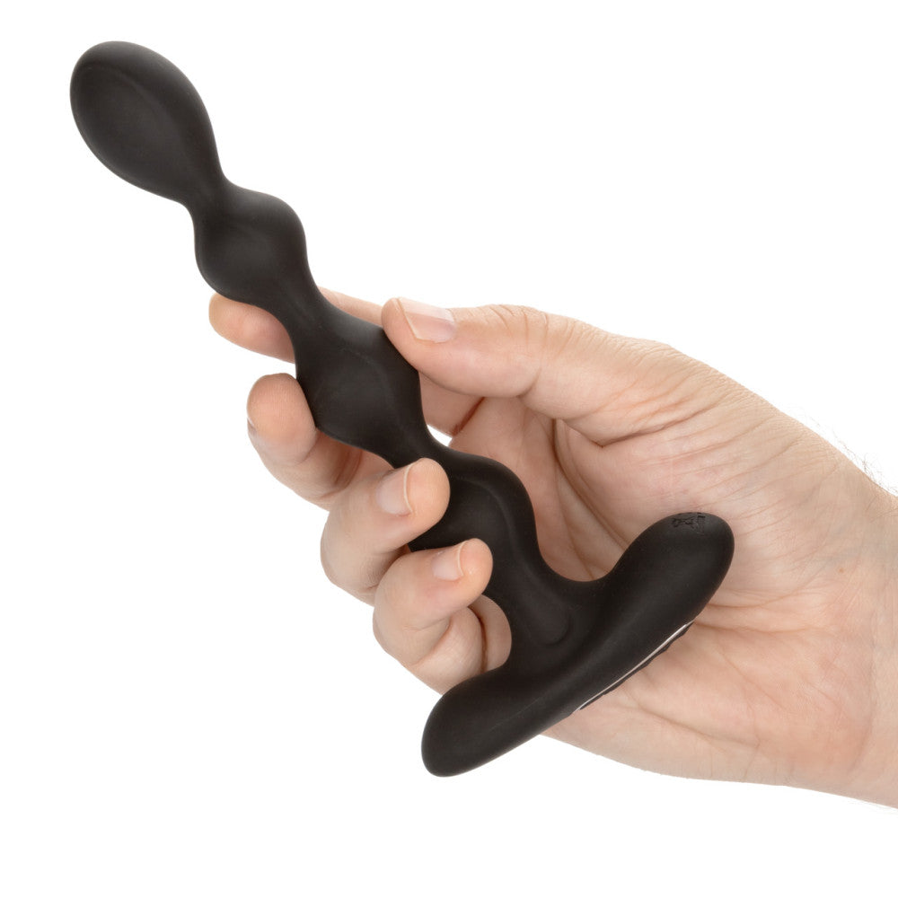 Eclipse Rechargeable Vibrating Silicone Beaded Anal Toy Black