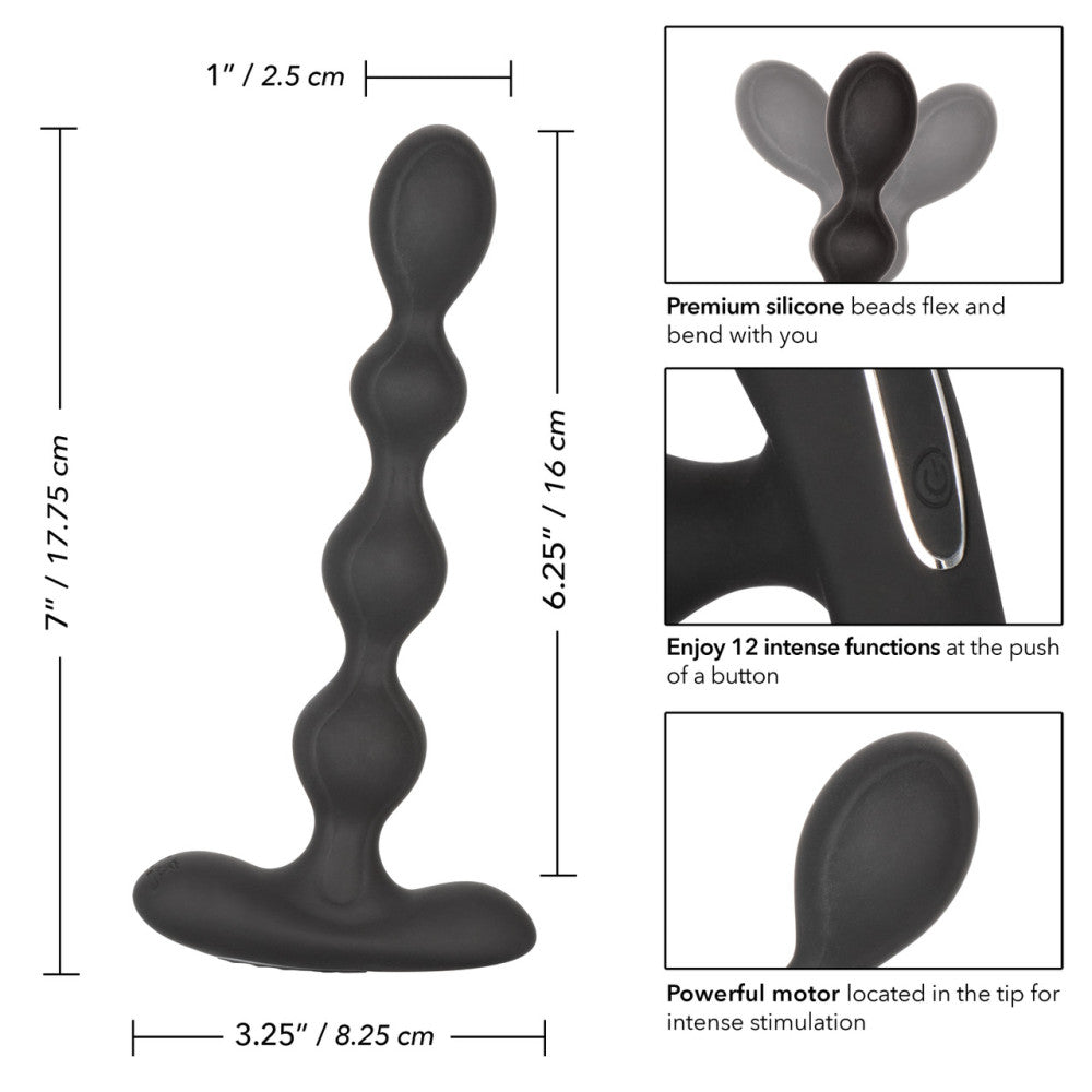 Eclipse Rechargeable Vibrating Silicone Beaded Anal Toy Black