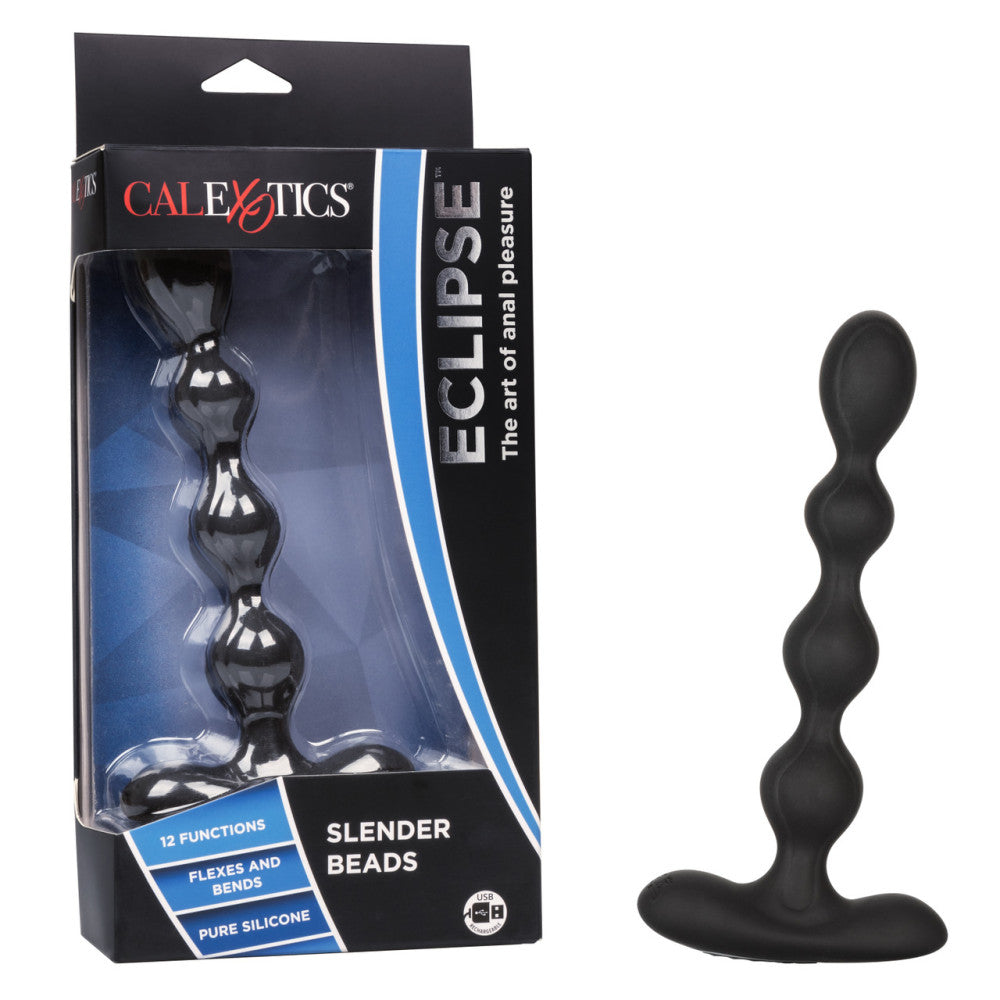 Eclipse Rechargeable Vibrating Silicone Beaded Anal Toy Black