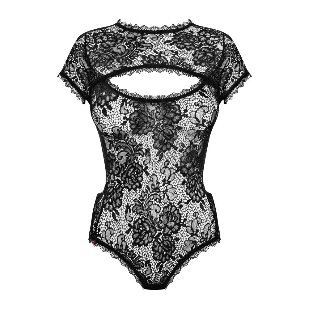 Elegant lace bodysuit Obsessive Peonesia black