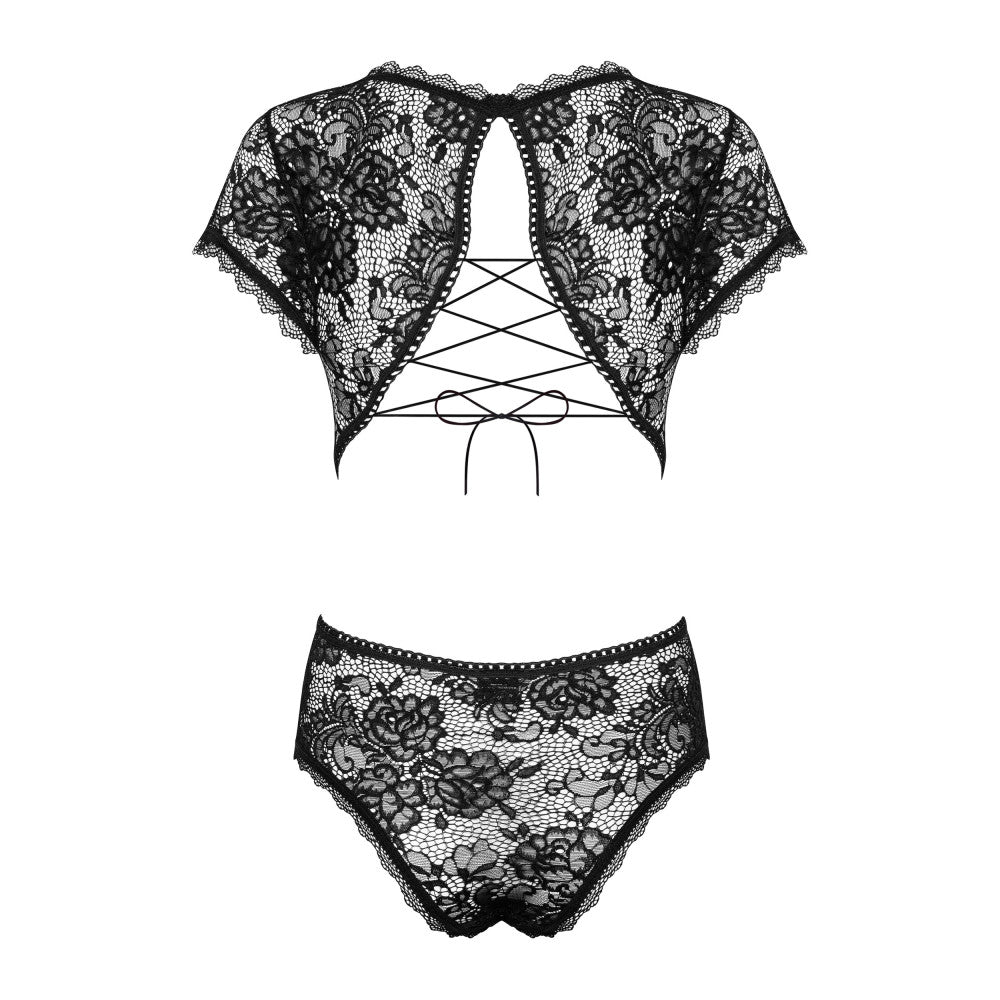 Elegant lace bodysuit Obsessive Peonesia black